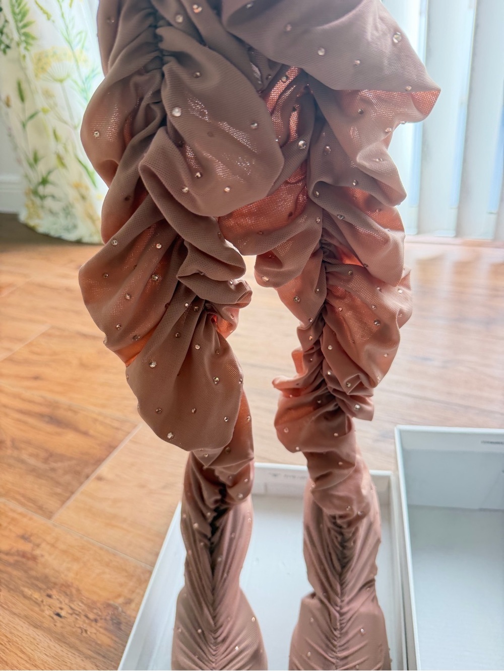Steve Madden Rashida Blush Mesh Ruched Over-the-Knee Stiletto Boots 8.5 - Picture 7 of 13